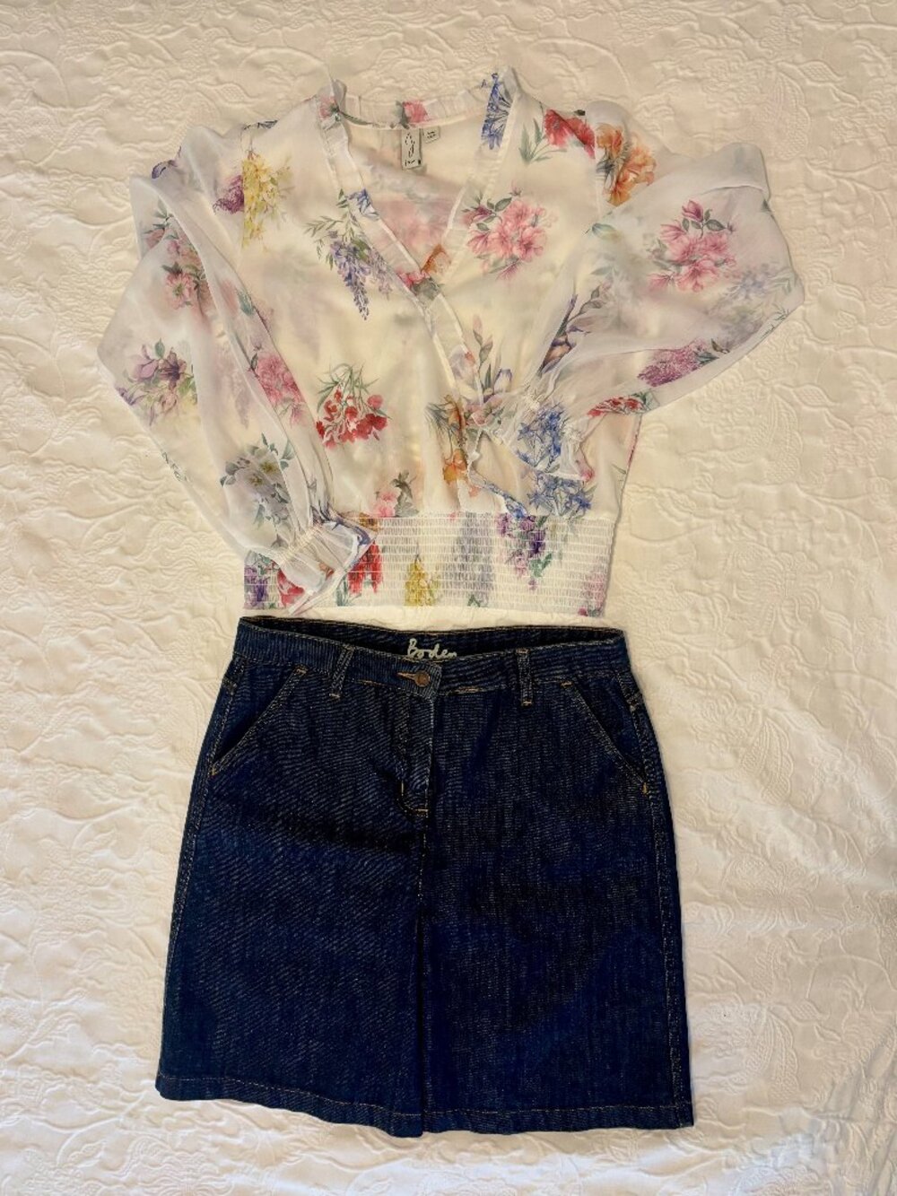 Boden Denim Skirt | Size 10 Regular | Classic Dark Wash Jean Skirt